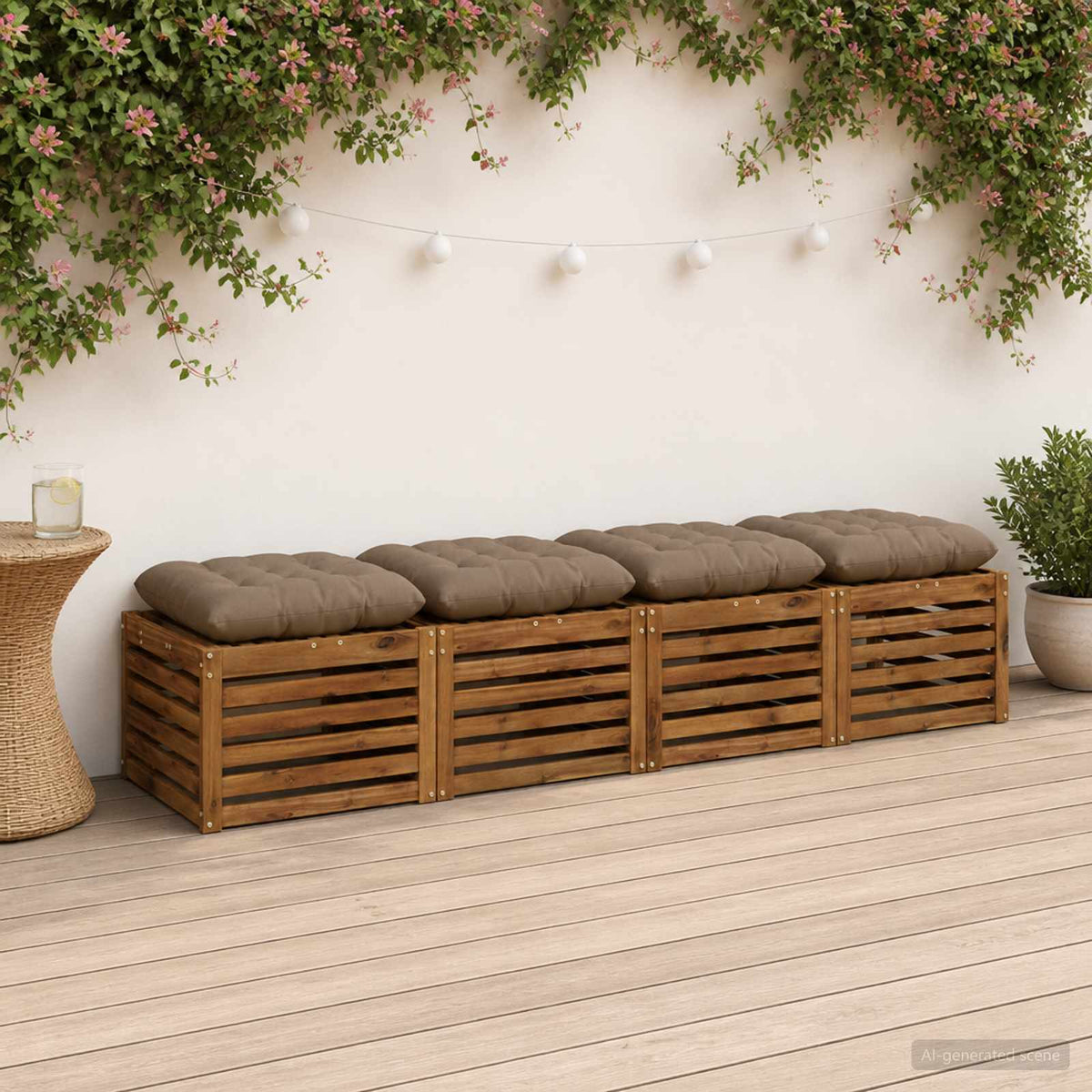 Vidaxl zitkussens vianen 4 st 100% polyester taupe 40 x 40 x 12 cm