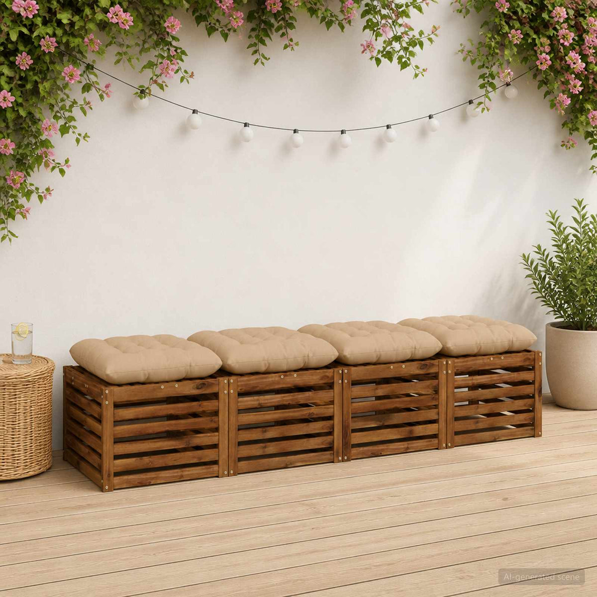 Vidaxl zitkussens vianen 4 st 100% polyester zand 60 x 60 x 12 cm