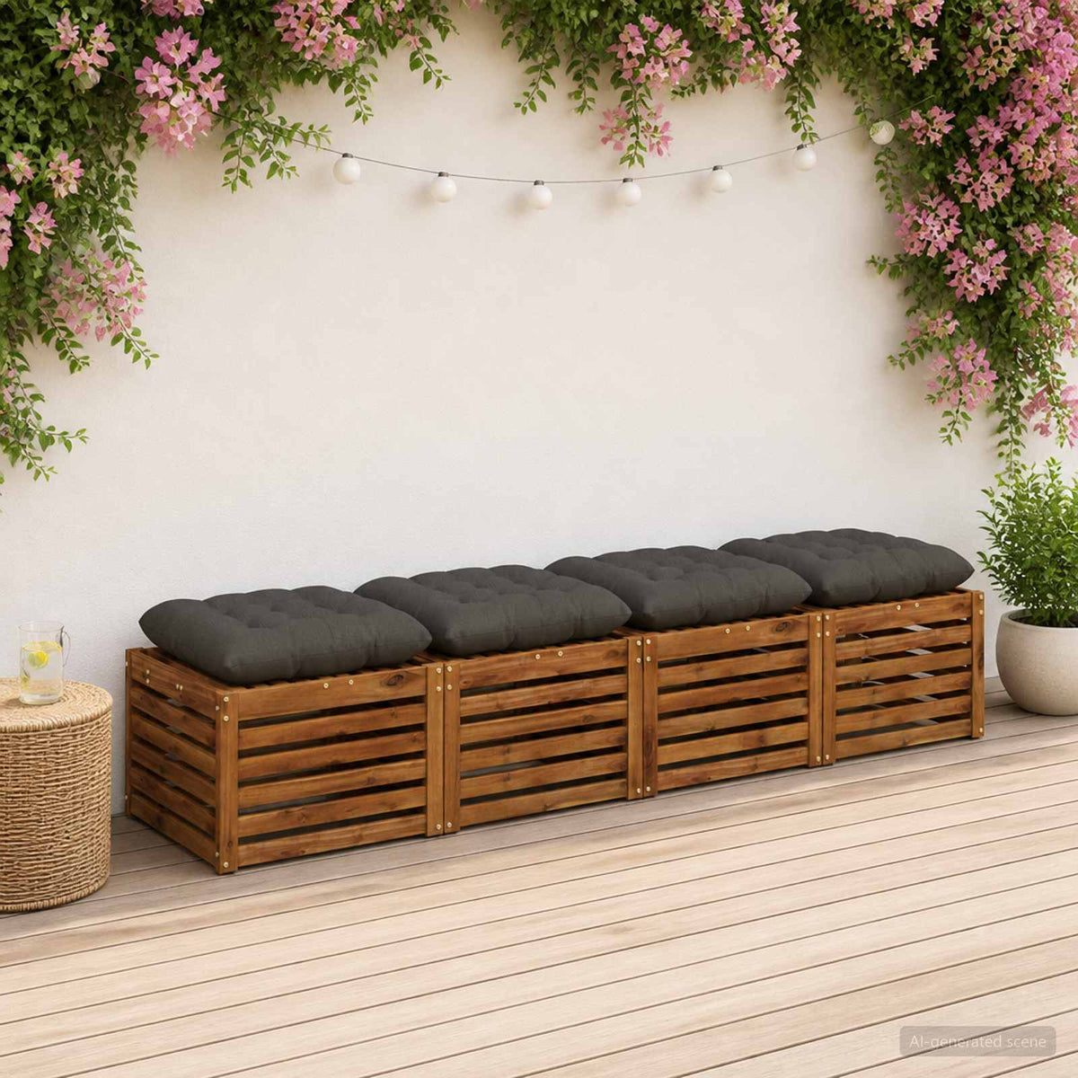 Vidaxl zitkussens vianen 4 st 100% polyester antraciet 40 x 40 x 12 cm