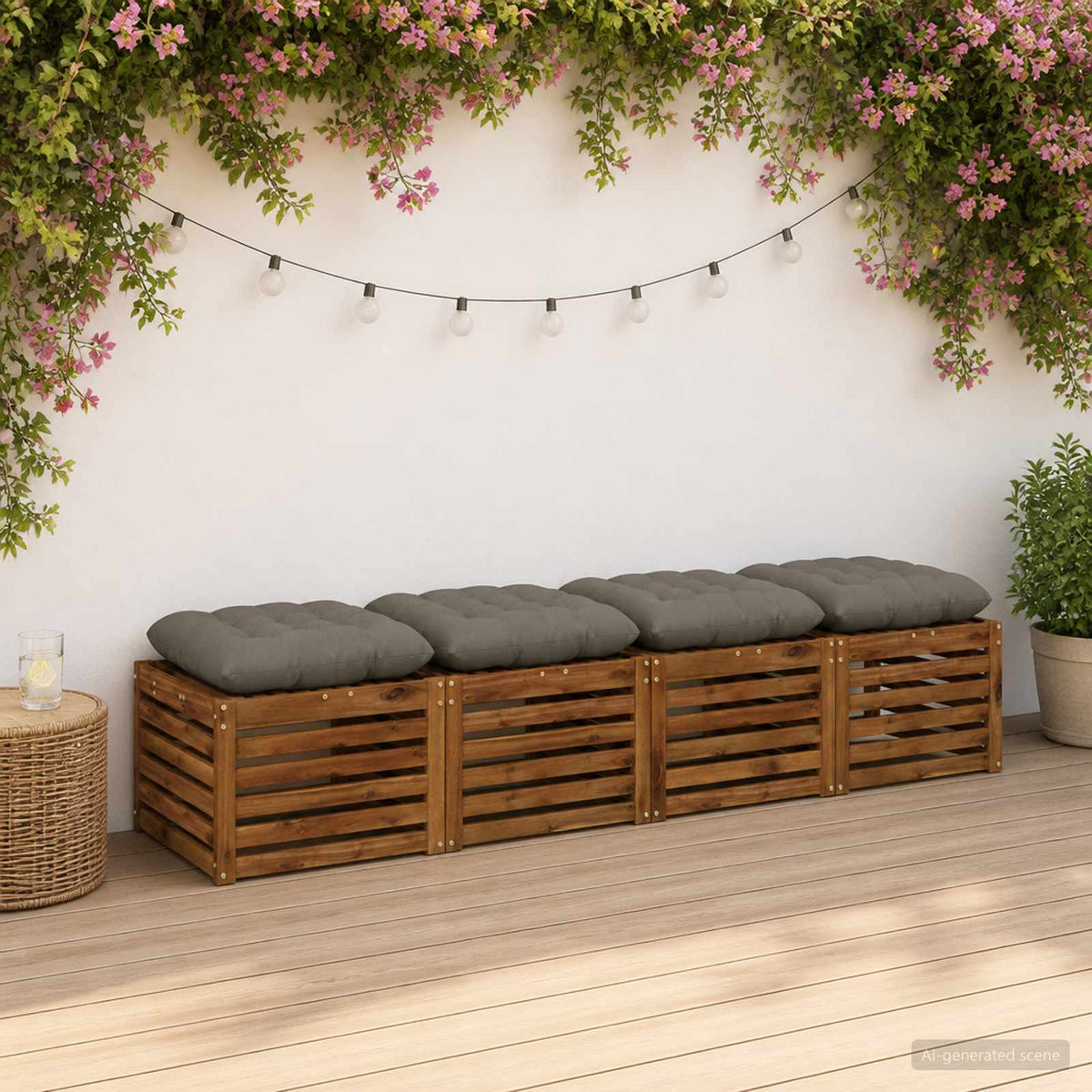 Vidaxl zitkussens vianen 4 st 100% polyester grijs 40 x 40 x 12 cm