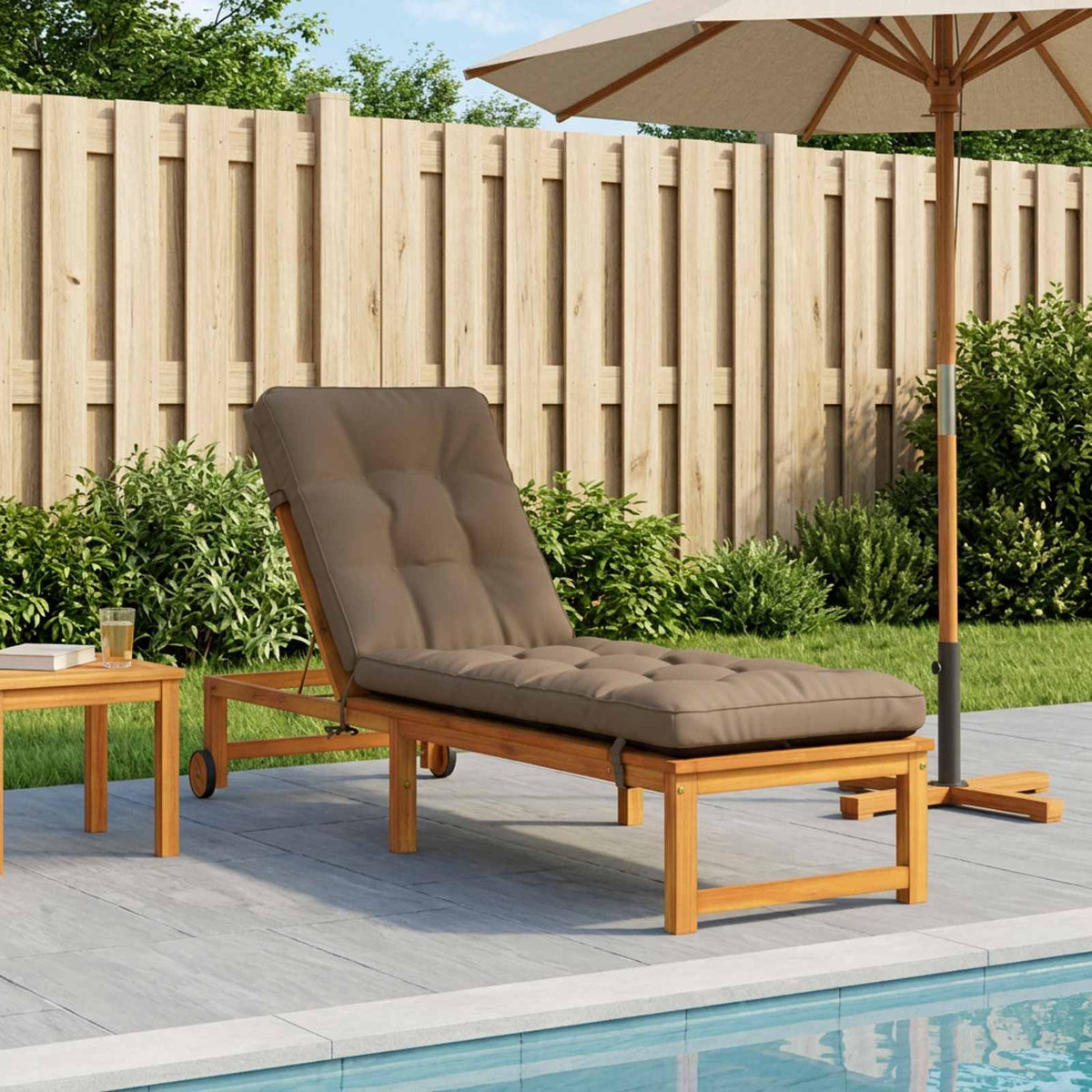 Vidaxl ligstoel kussen vianen 100% polyester taupe 200 x 50 x 8 cm