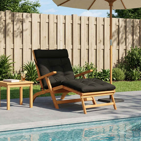 Vidaxl ligstoel kussen vianen 100% polyester zwart 200 x 70 x 8 cm