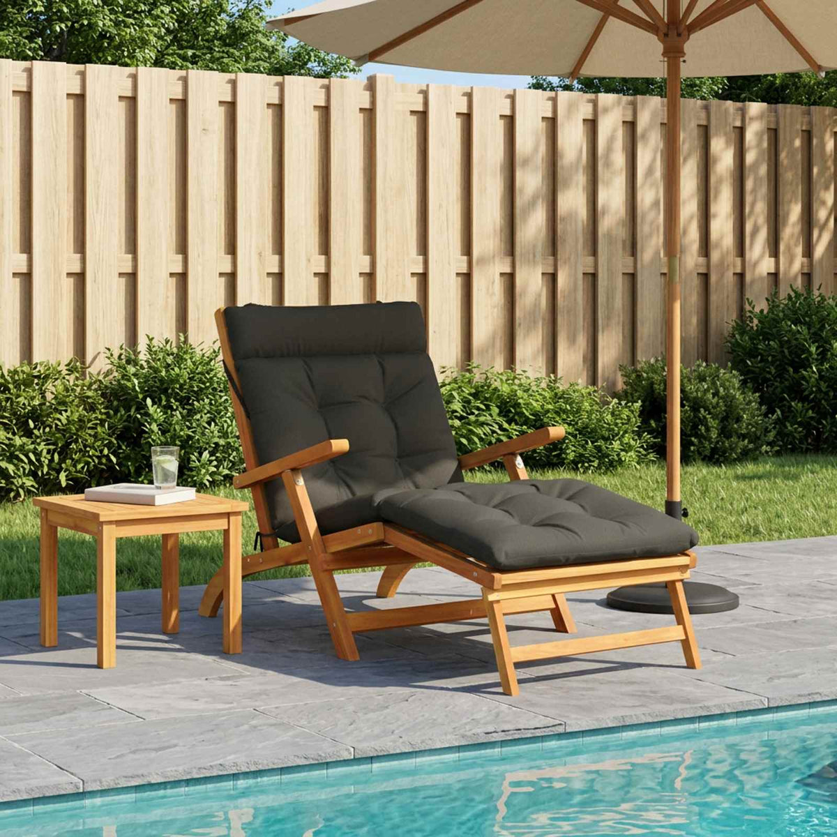 Vidaxl ligstoel kussen vianen 100% polyester antraciet 200 x 70 x 8 cm