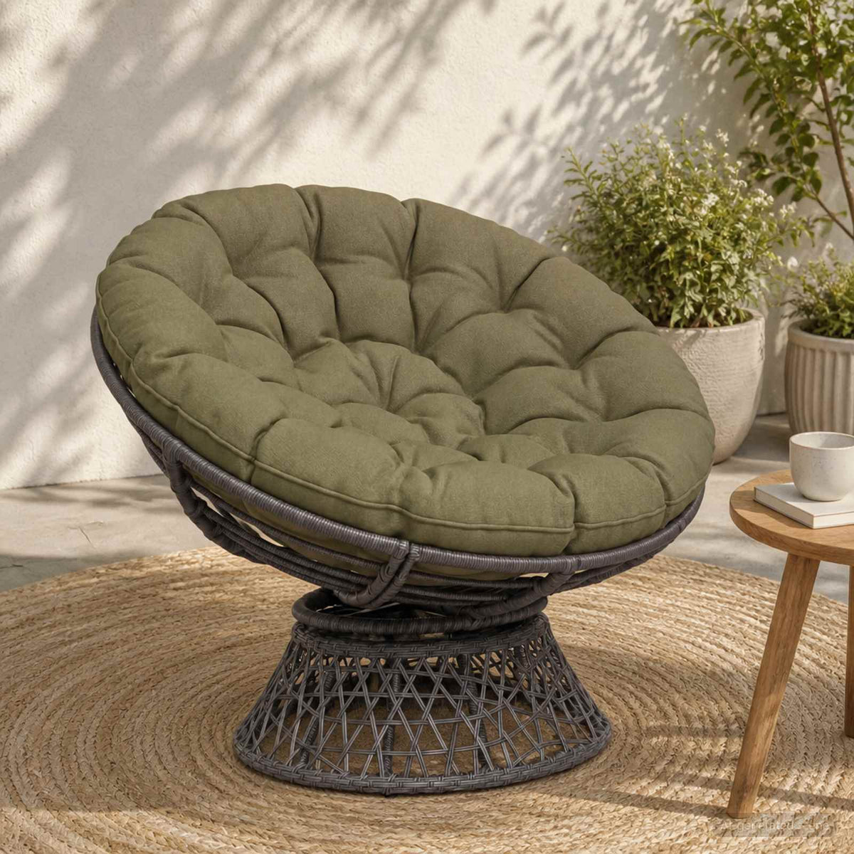 Vidaxl papasan stoel kussen vianen 100% polyester olijfgroen