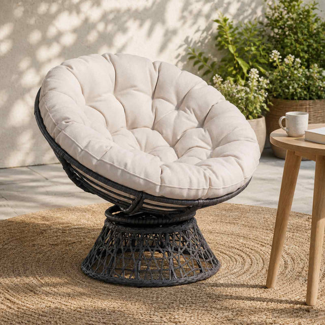 Vidaxl papasan stoel kussen vianen 100% polyester wit ø 130 x 12 cm