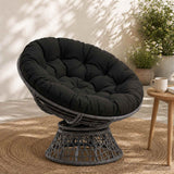 Vidaxl papasan stoel kussen vianen 100% polyester zwart ø 130 x 12 cm