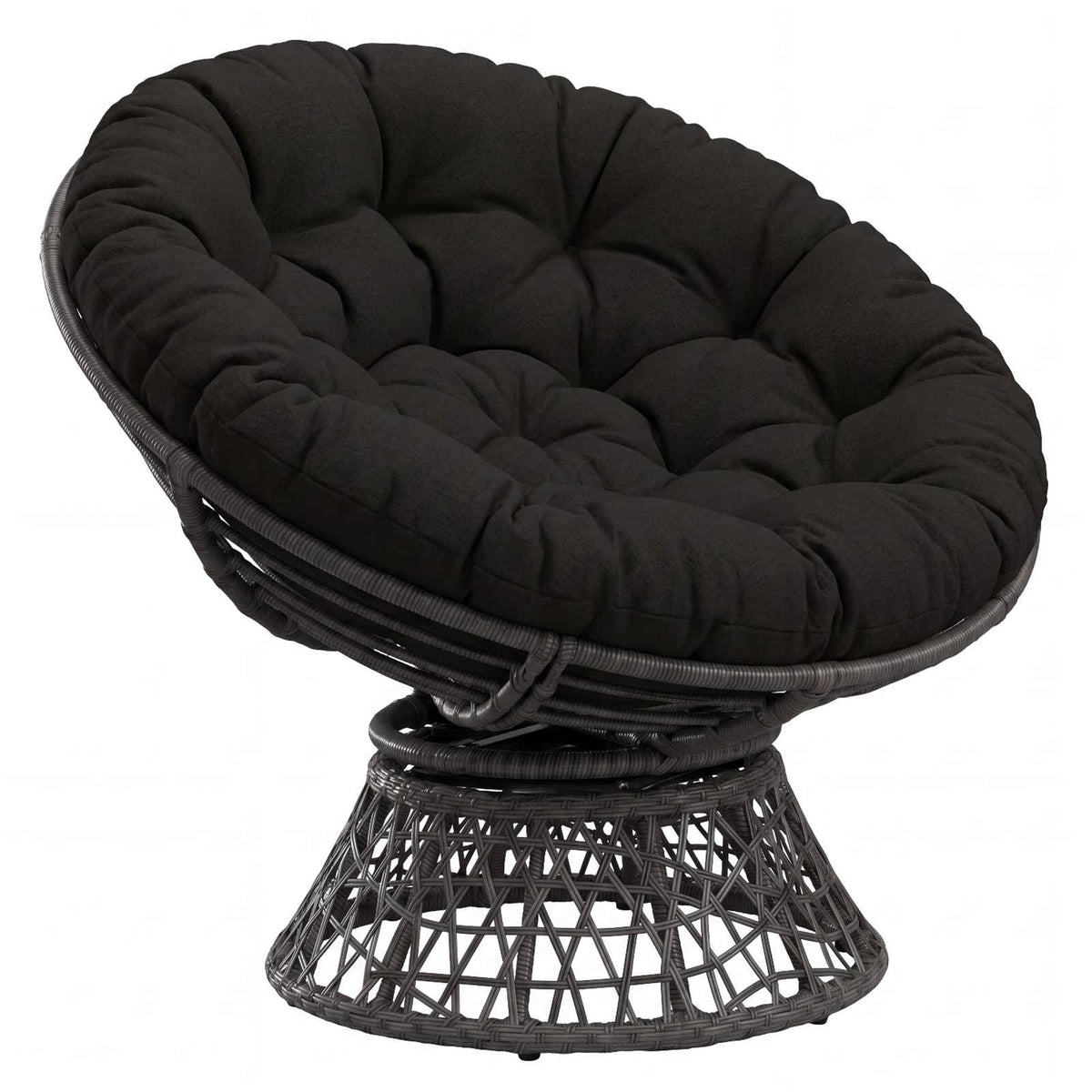 Vidaxl papasan stoel kussen vianen 100% polyester zwart ø 130 x 12 cm
