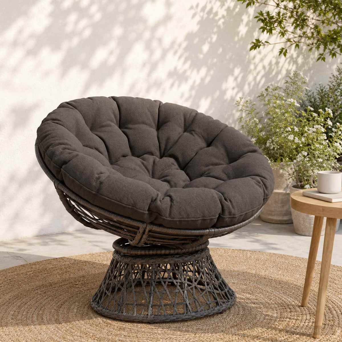 Vidaxl papasan stoel kussen vianen 100% polyester antraciet