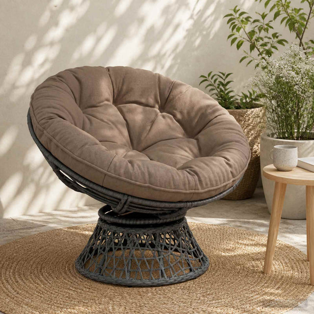 Vidaxl hangstoel kussen vianen 100% polyester taupe ø 45 x 10 cm