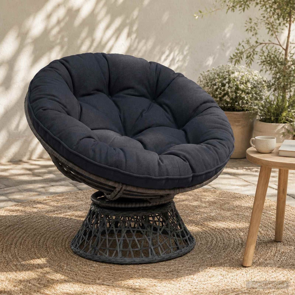 Vidaxl hangstoel kussen vianen 100% polyester donkerblauw ø 50 x 10 cm