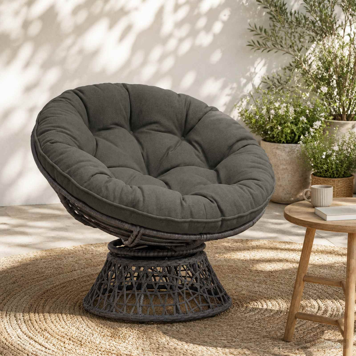 Vidaxl hangstoel kussen vianen 100% polyester antraciet ø 60 x 10 cm