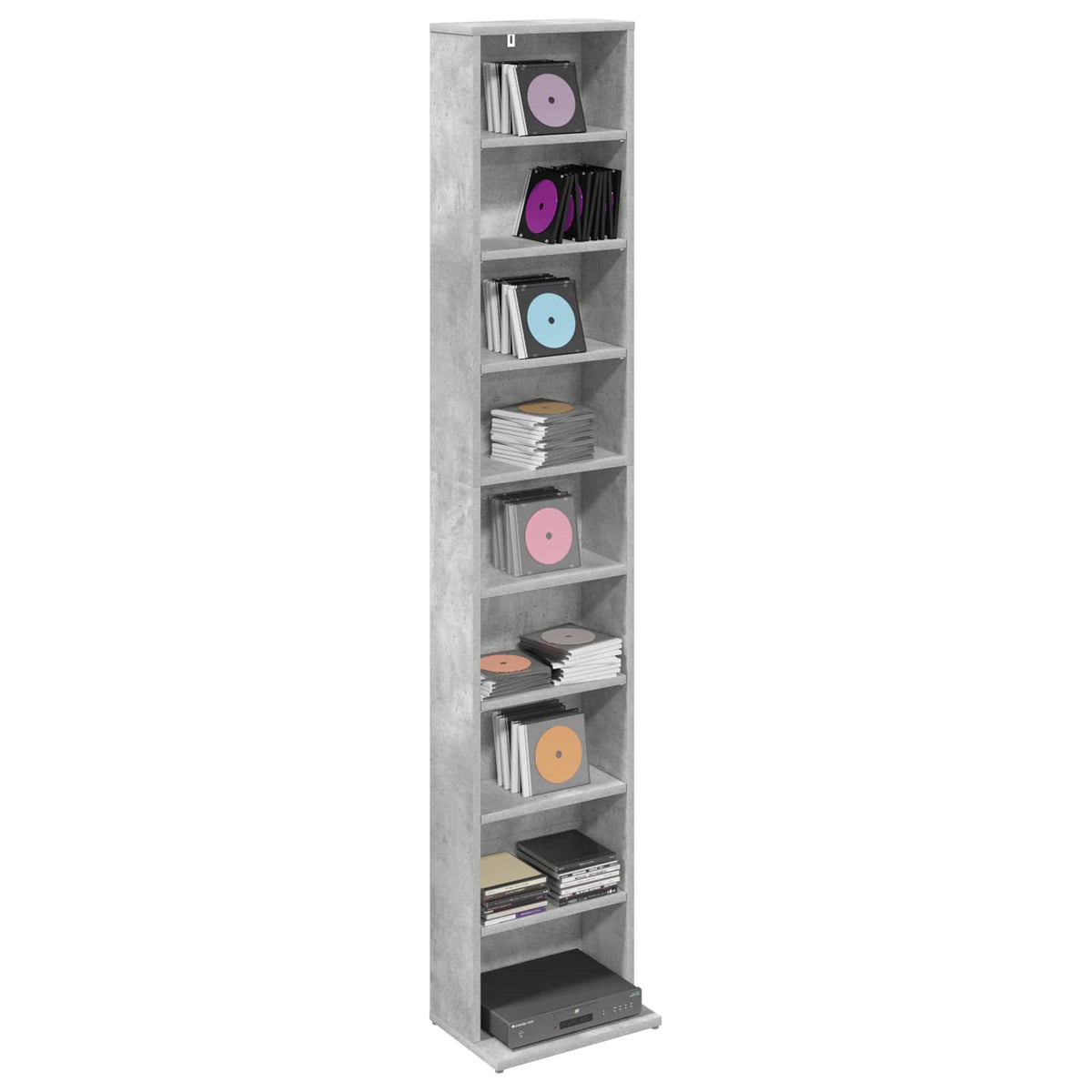 Vidaxl cd kast betongrijs 33 x 23,5 x 175 cm bewerkt hout