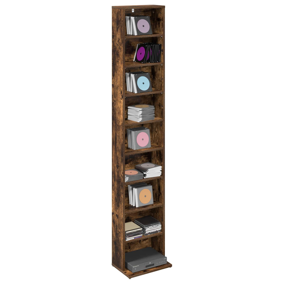 Vidaxl cd kast gerookt eiken 33 x 23,5 x 175 cm bewerkt hout