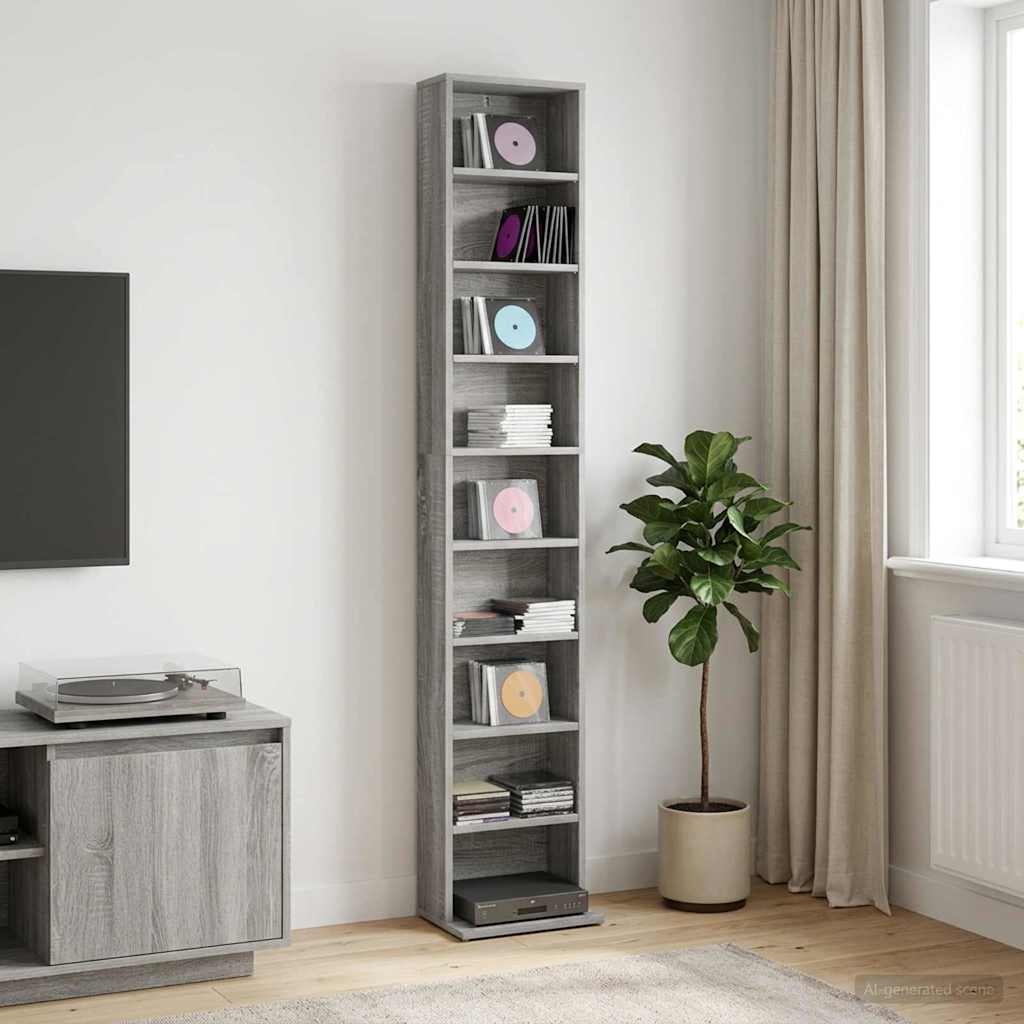 Vidaxl cd kast grijs sonoma 33 x 23,5 x 175 cm bewerkt hout