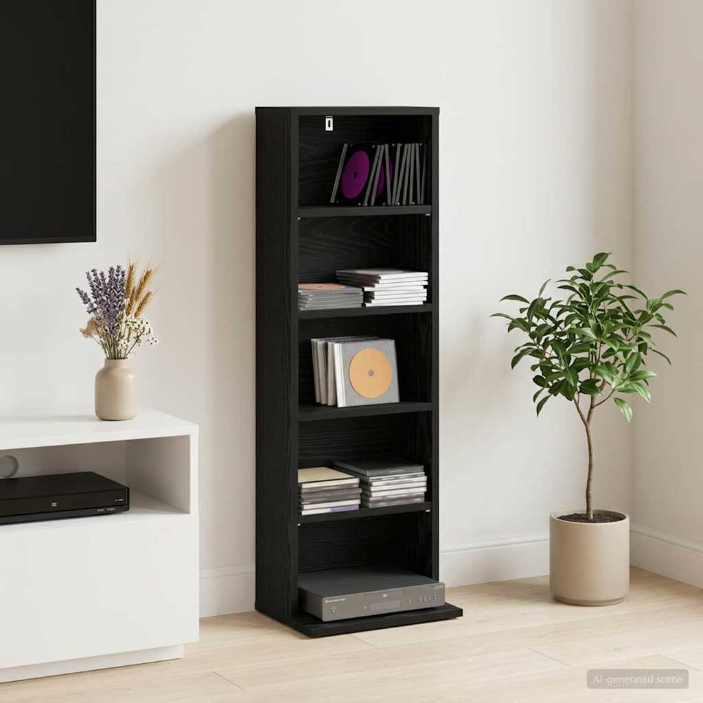 Vidaxl cd kast zwart eiken 33 x 23,5 x 97,5 cm bewerkt hout