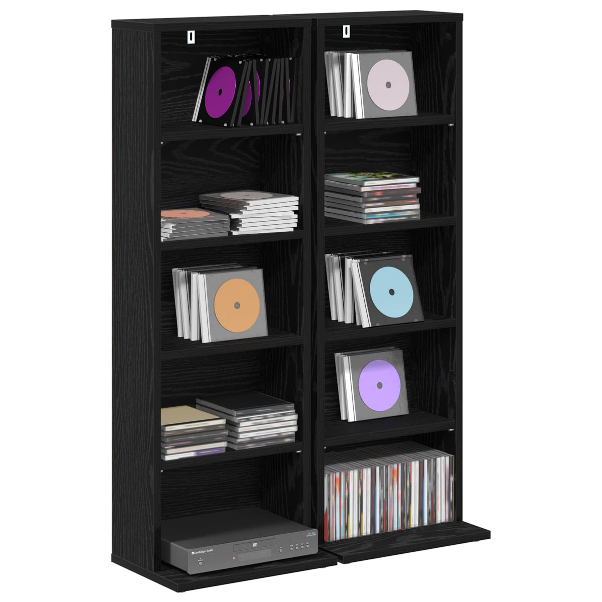 Vidaxl cd kast 2 st zwart eiken 33 x 23,5 x 97,5 cm bewerkt hout