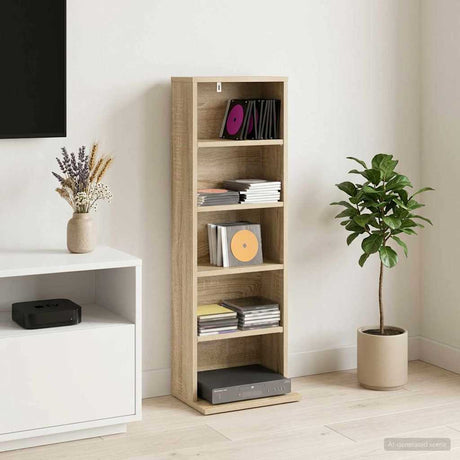 Vidaxl cd kast sonoma eiken 33 x 23,5 x 97,5 cm bewerkt hout