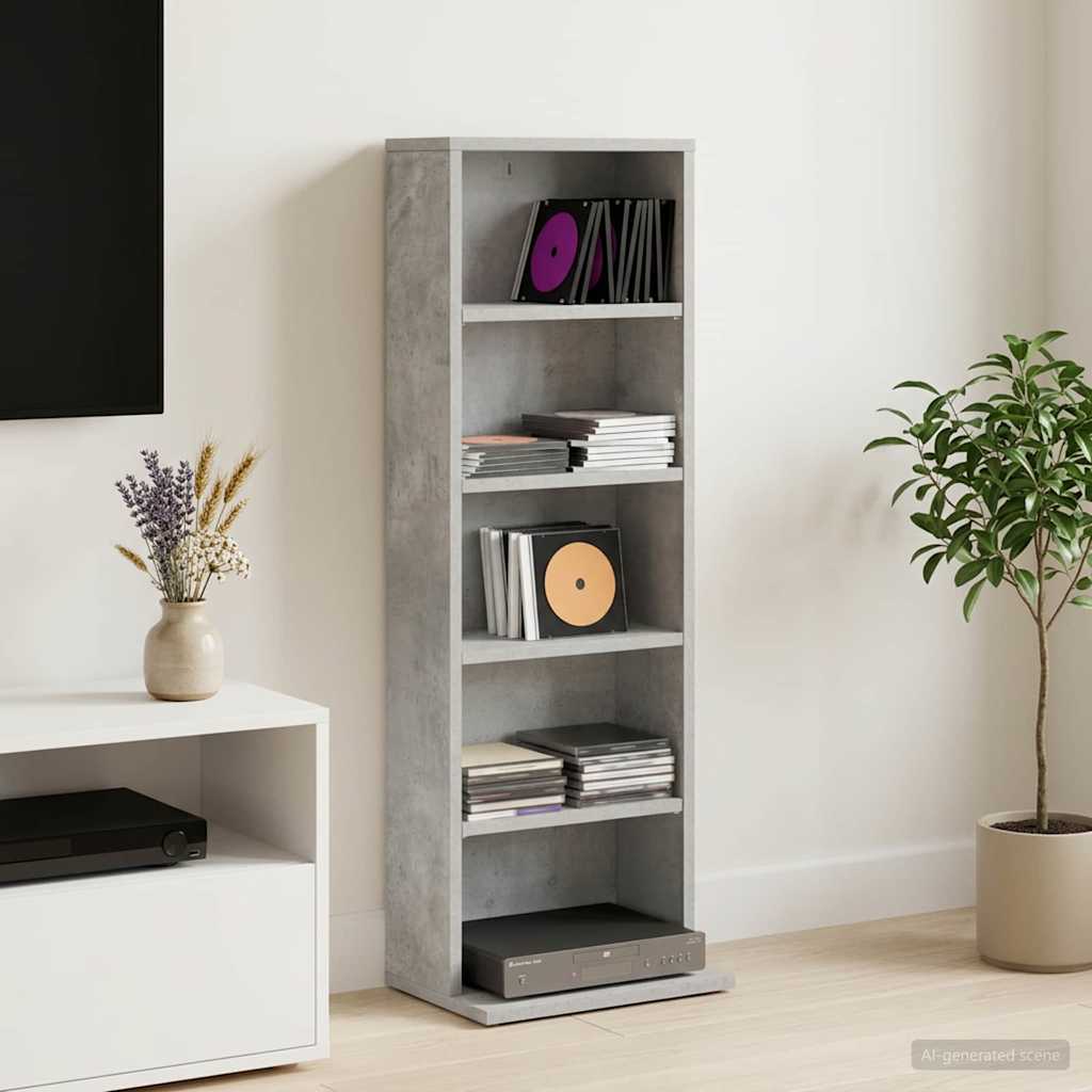 Vidaxl cd kast betongrijs 33 x 23,5 x 97,5 cm bewerkt hout