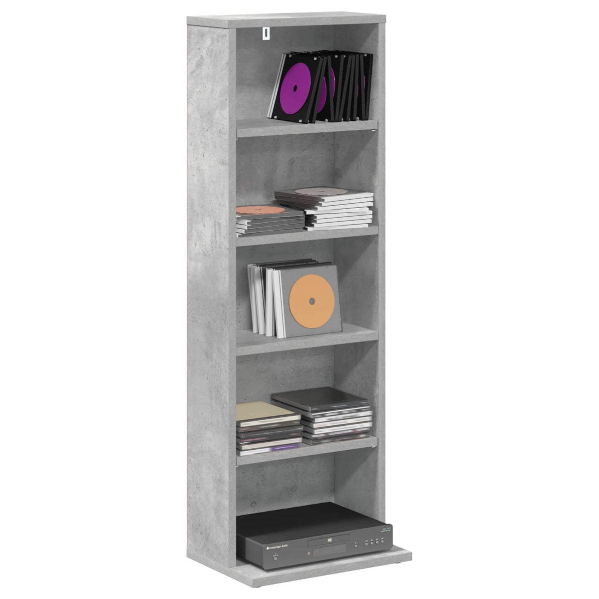 Vidaxl cd kast betongrijs 33 x 23,5 x 97,5 cm bewerkt hout