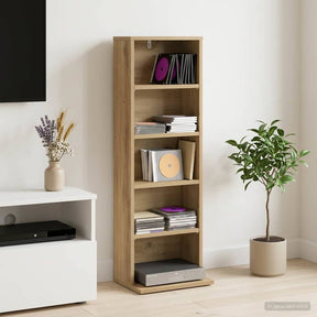 Vidaxl cd kast artisanaal eiken 33 x 23,5 x 97,5 cm bewerkt hout
