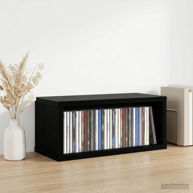 Vidaxl cd opslag rek zwart eiken 40 x 17 x 17 cm bewerkt hout