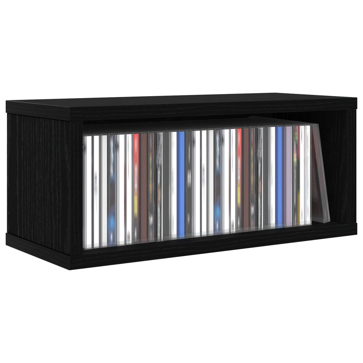 Vidaxl cd opslag rek zwart eiken 40 x 17 x 17 cm bewerkt hout