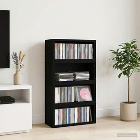 Vidaxl cd opslag rek 4 st zwart eiken 40 x 17 x 17 cm bewerkt hout