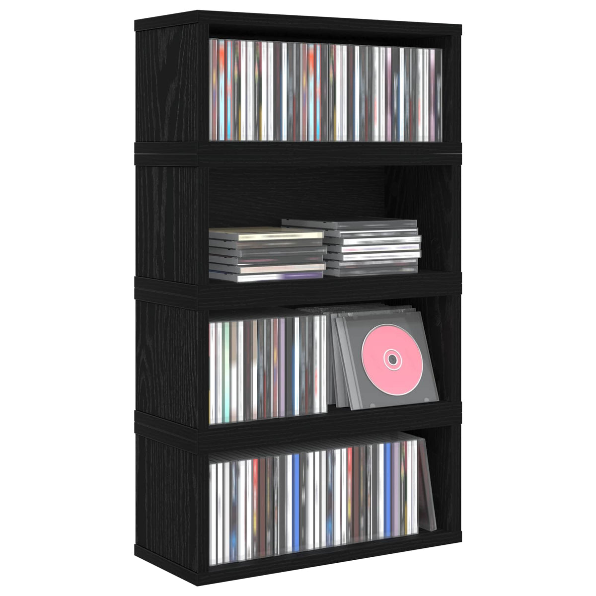 Vidaxl cd opslag rek 4 st zwart eiken 40 x 17 x 17 cm bewerkt hout