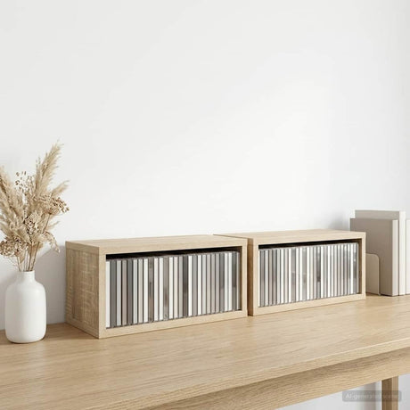Vidaxl cd opslag rek 2 st sonoma eiken 40 x 17 x 17 cm bewerkt hout