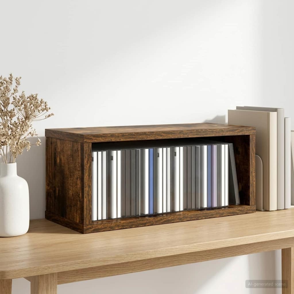 Vidaxl cd opslag rek gerookt eiken 40 x 17 x 17 cm bewerkt hout
