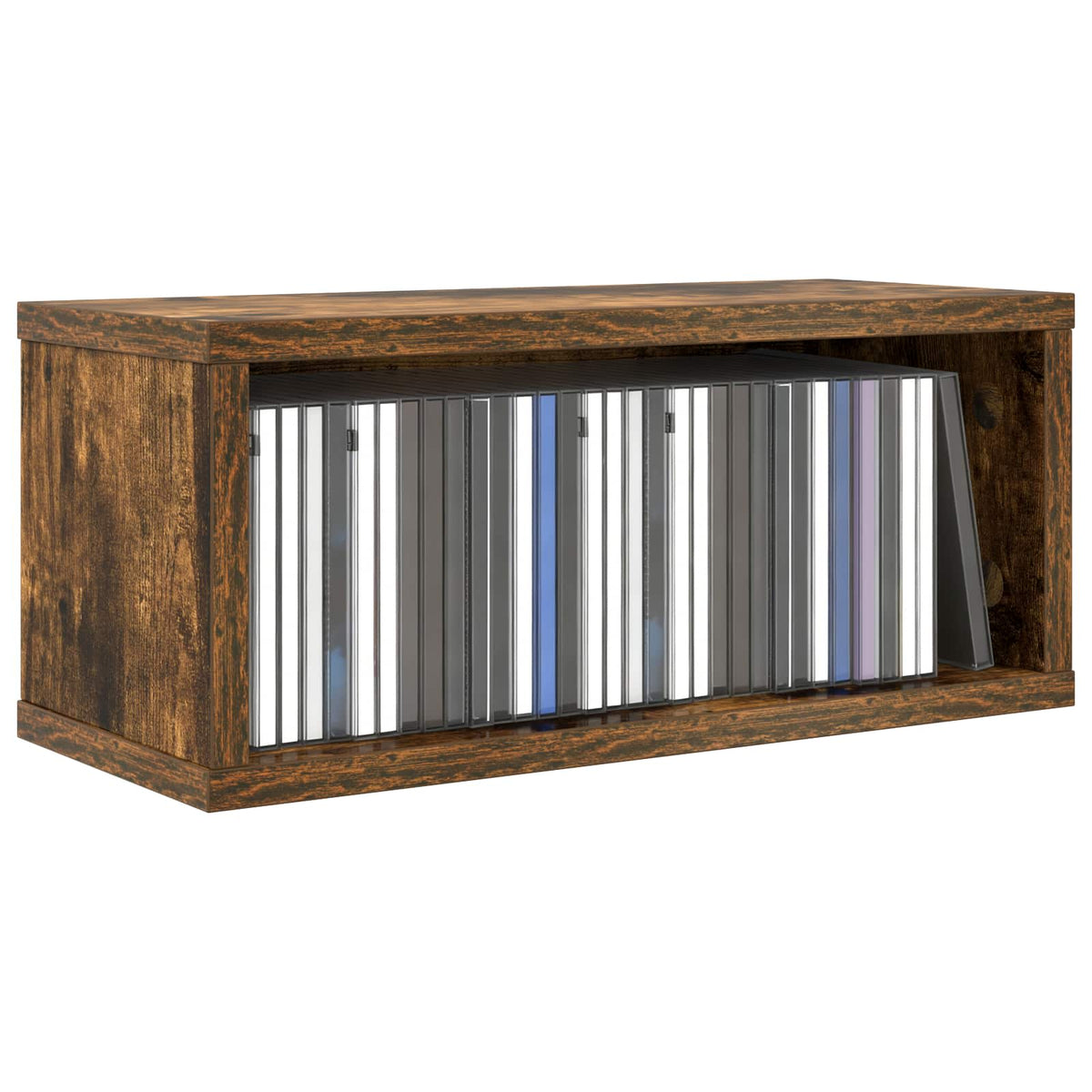 Vidaxl cd opslag rek gerookt eiken 40 x 17 x 17 cm bewerkt hout