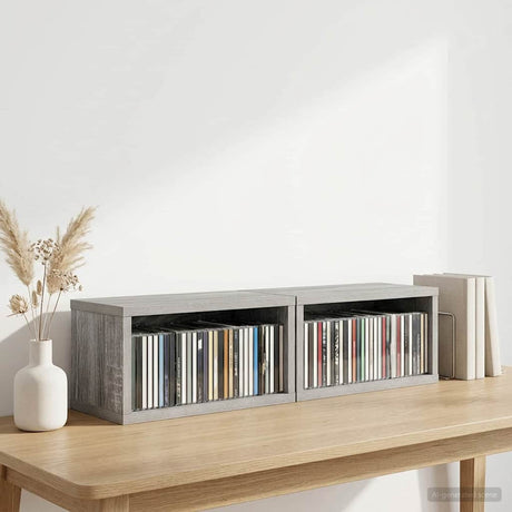 Vidaxl cd opslag rek 2 st grijs sonoma 40 x 17 x 17 cm bewerkt hout