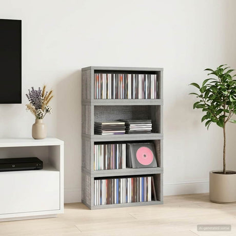 Vidaxl cd opslag rek 4 st grijs sonoma 40 x 17 x 17 cm bewerkt hout