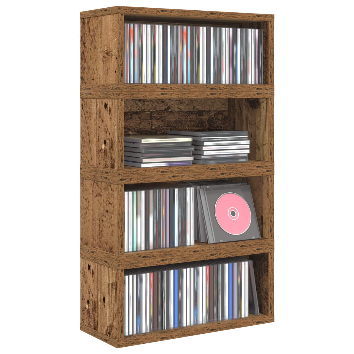 Vidaxl cd opslag rek 4 st oud hout 40 x 17 x 17 cm bewerkt hout