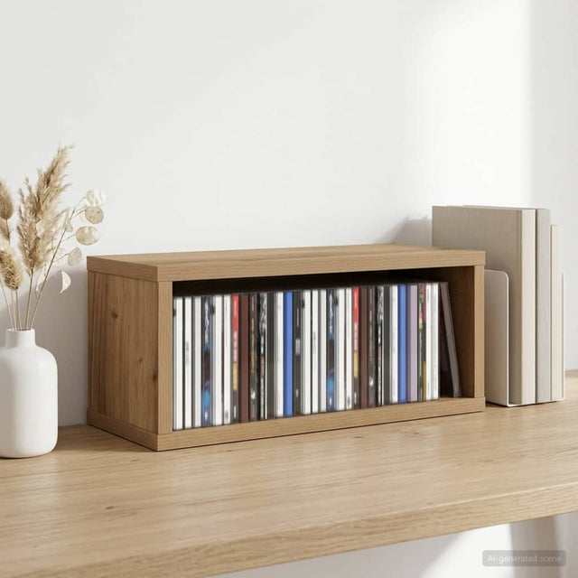 Vidaxl cd opslag rek artisanaal eiken 40 x 17 x 17 cm bewerkt hout