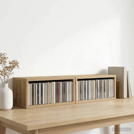 Vidaxl cd opslag rek 2 st artisanaal eiken 40 x 17 x 17 cm