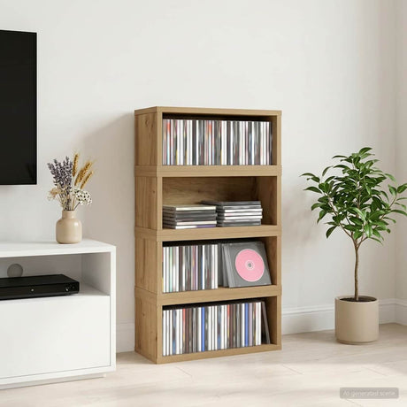 Vidaxl cd opslag rek 4 st artisanaal eiken 40 x 17 x 17 cm
