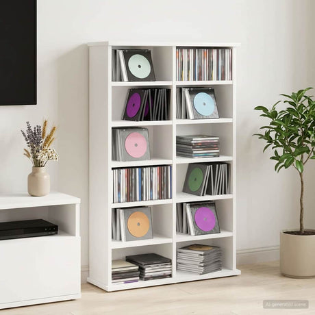 Vidaxl cd kast wit 60 x 17 x 92 cm bewerkt hout