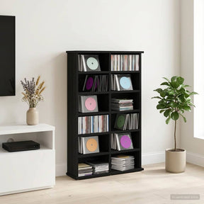 Vidaxl cd kast zwart eiken 60 x 17 x 92 cm bewerkt hout