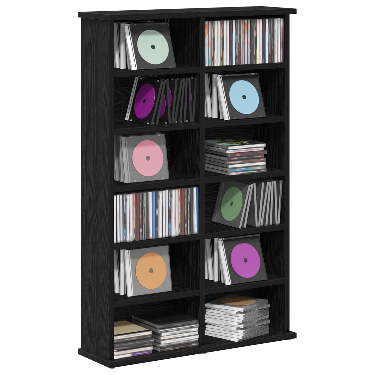 Vidaxl cd kast zwart eiken 60 x 17 x 92 cm bewerkt hout