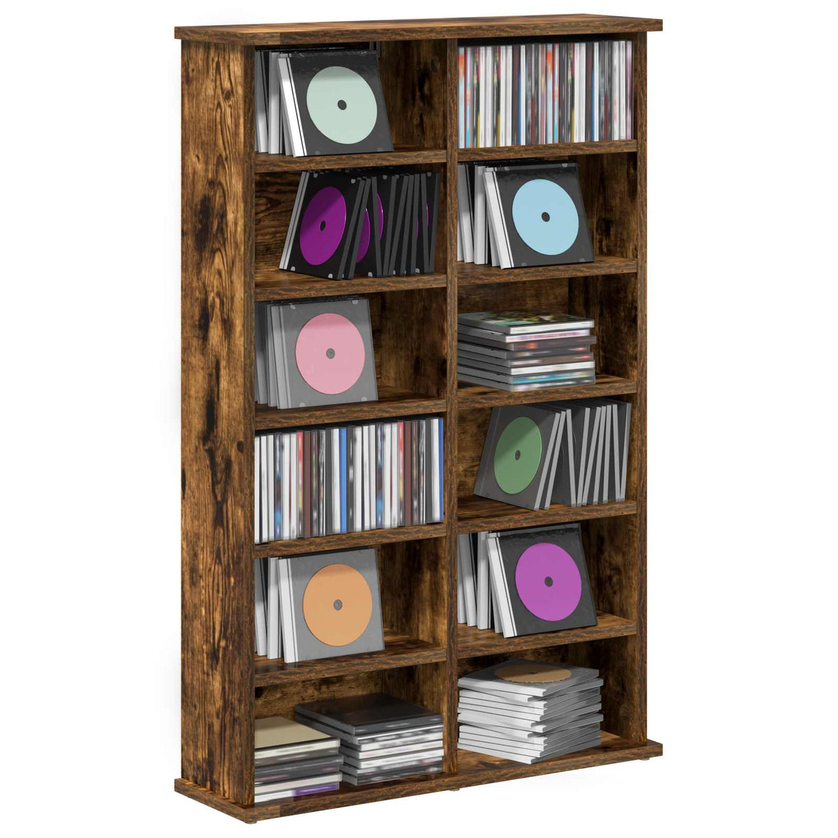 Vidaxl cd kast gerookt eiken 60 x 17 x 92 cm bewerkt hout