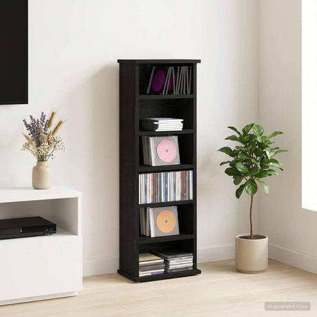 Vidaxl cd kast zwart eiken 60 x 17 x 92 cm bewerkt hout