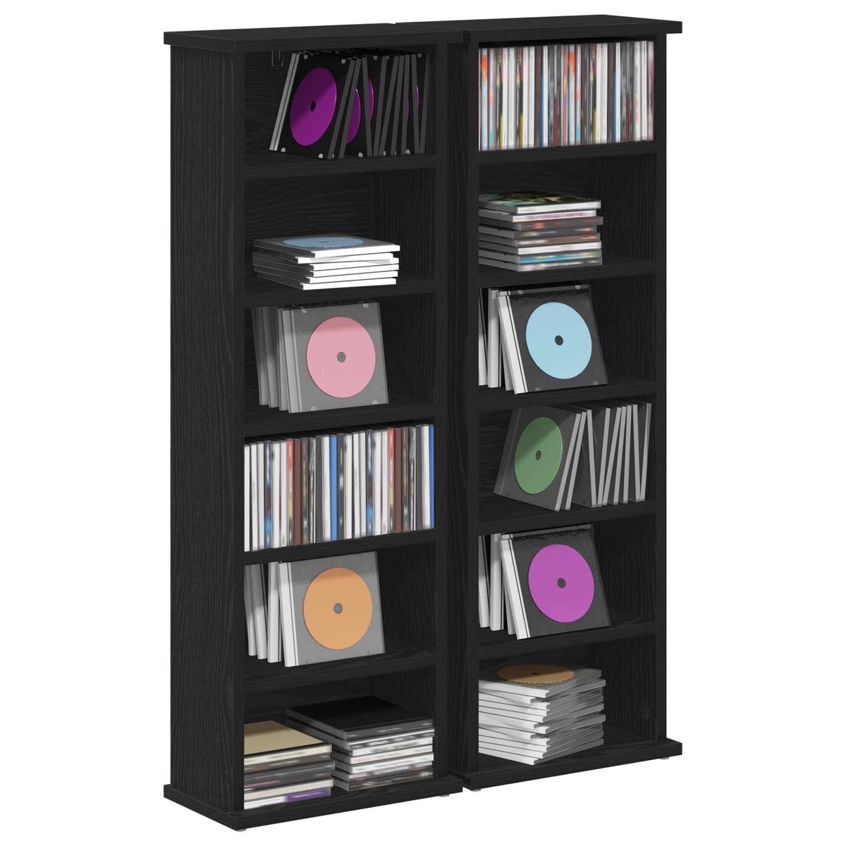Vidaxl cd kast 2 st zwart eiken 60 x 17 x 92 cm bewerkt hout