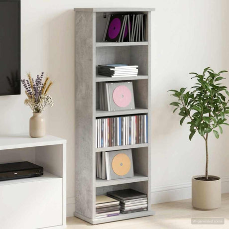 Vidaxl cd kast betongrijs 60 x 17 x 92 cm bewerkt hout