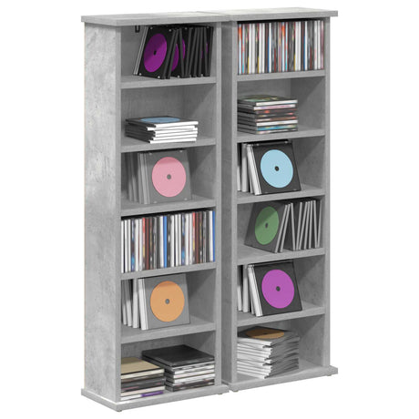 Vidaxl cd kast 2 st betongrijs 60 x 17 x 92 cm bewerkt hout