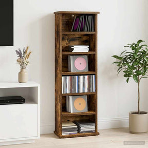 Vidaxl cd kast gerookt eiken 60 x 17 x 92 cm bewerkt hout