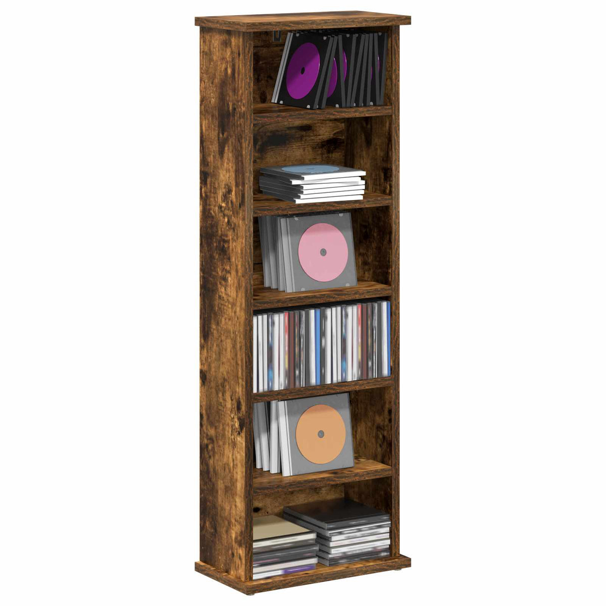 Vidaxl cd kast gerookt eiken 60 x 17 x 92 cm bewerkt hout