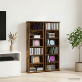 Vidaxl cd kast 2 st gerookt eiken 60 x 17 x 92 cm bewerkt hout