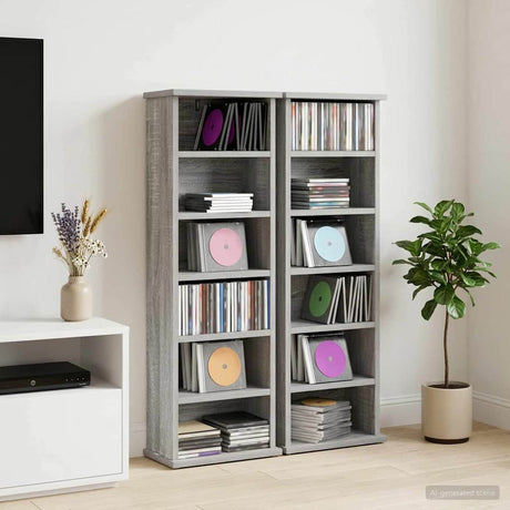 Vidaxl cd kast 2 st grijs sonoma 60 x 17 x 92 cm bewerkt hout