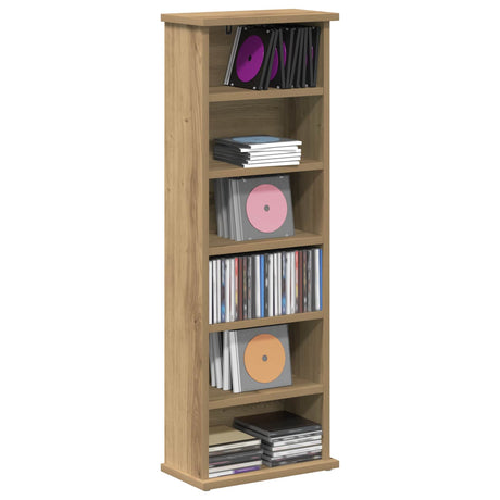 Vidaxl cd kast artisanaal eiken 60 x 17 x 92 cm bewerkt hout